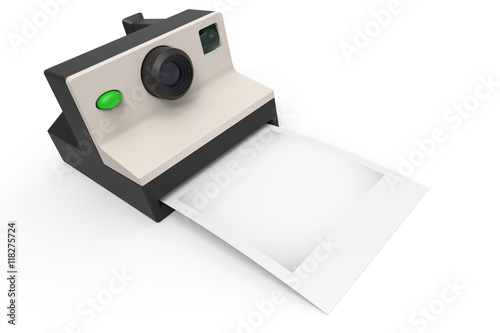 instant photo camera with blank photo for your image or logo
