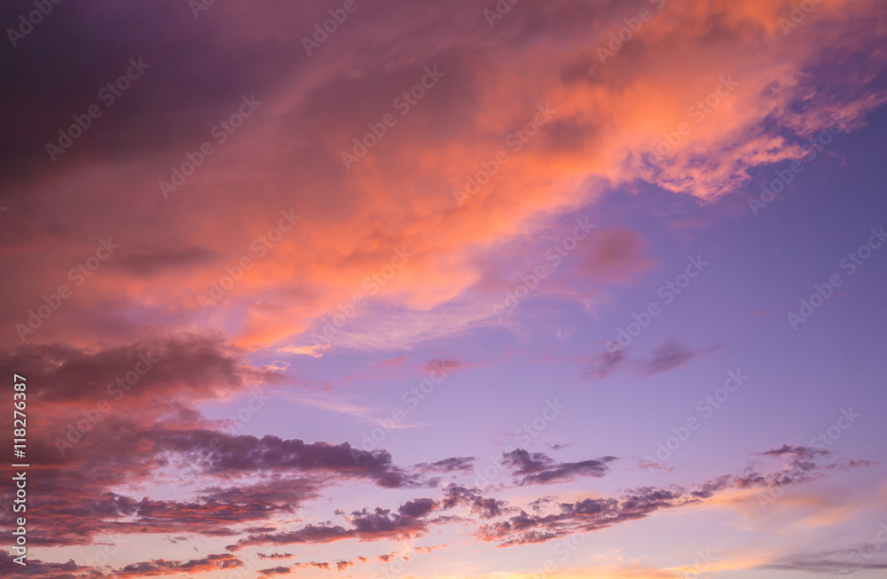 Sky with dramatic cloudy sunrise