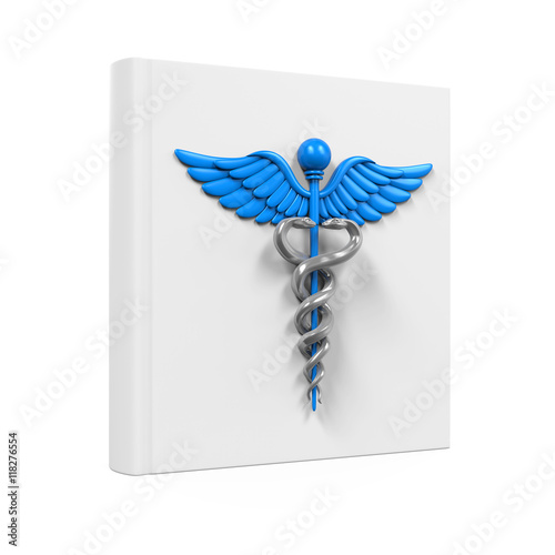 Medical Book with Caduceus Symbol