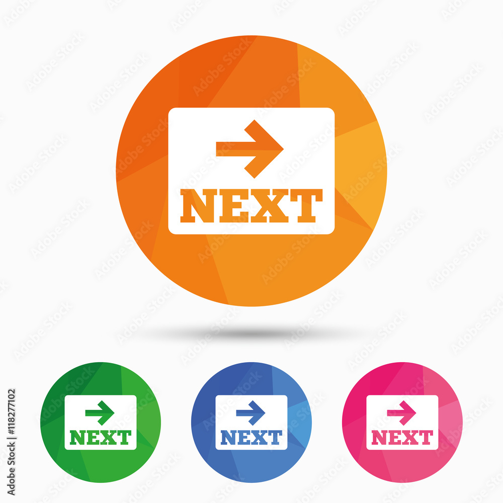 Arrow sign icon. Next button. Navigation symbol Arrow sign icon. Next button. Navigation symbol