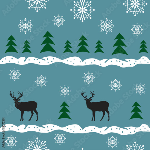 winter pattern with deer © Mariia Nazarova