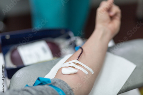 Hand of the donor who donates blood