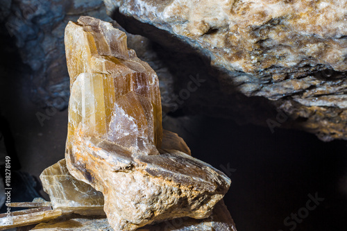 gypsum crystals called plafond in the cave photo