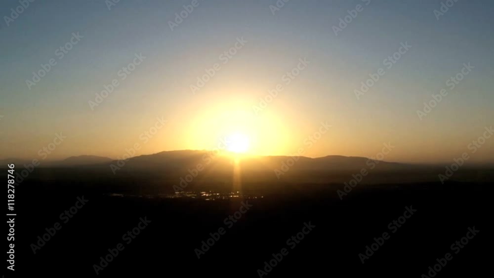 Sunrise over a mountain and the savanna Sunrise over a mountain and the savanna