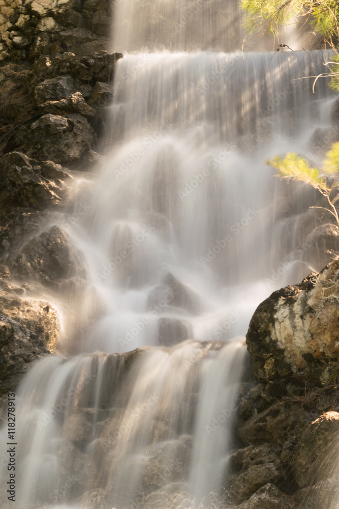 The waterfall of Loutraki city in Greece.
 - obrazy, fototapety, plakaty 