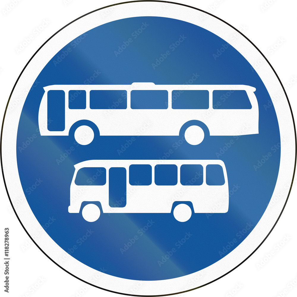 Road sign used in the African country of Botswana - Buses and midi-buses only Road sign used in the African country of Botswana - Buses and midi-buses only