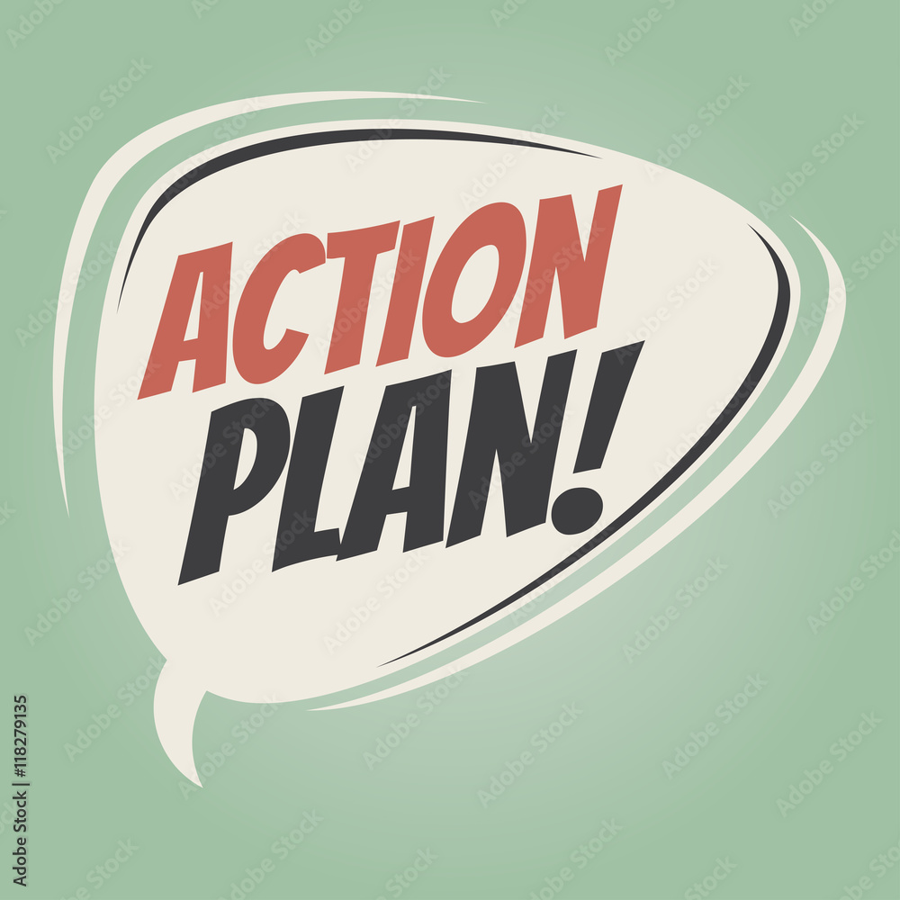 action plan retro cartoon balloon