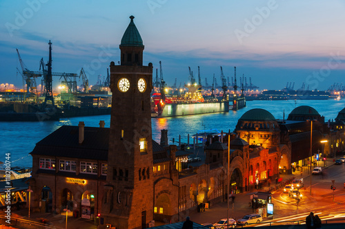 Port of Hamburg on the river Elbe in Germany