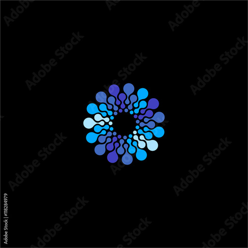 Isolated blue flower vector logo. Round shape water bubbles illustration © artyway