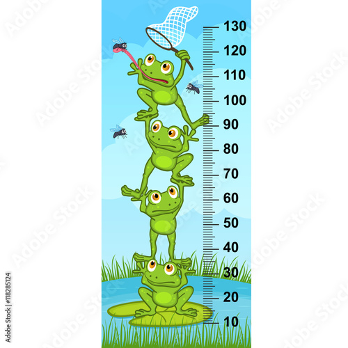 frog catching flies on the lake in original proportions 1 4  - vector illustration  eps