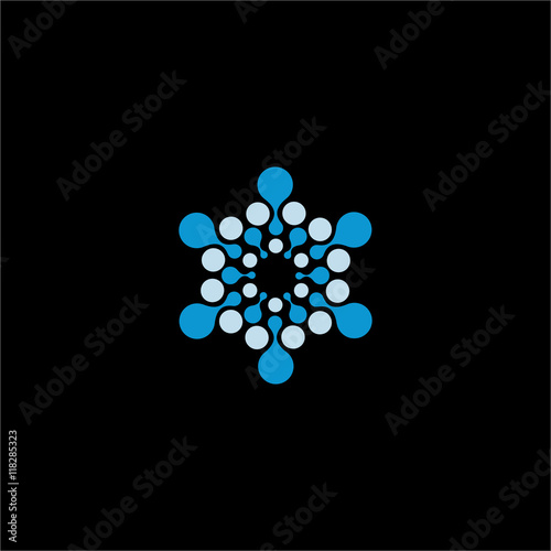 Isolated abstract blue color flower vector logo. Round shape snowflake logotype.