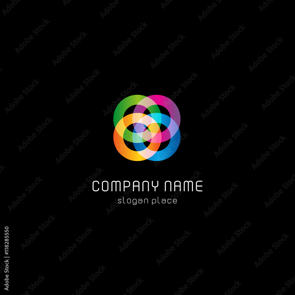 Isolated abstract colorful circles vector logo. Rings logotype. Geometric icon.