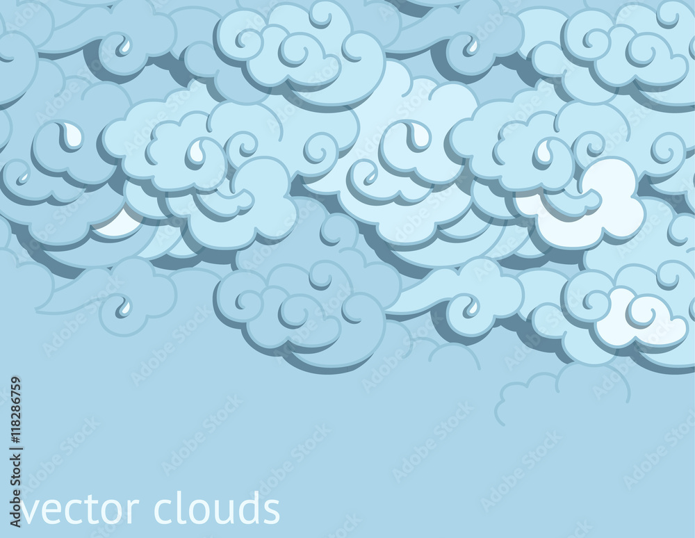 chinese clouds with shadow, vector background with place for your text chinese clouds with shadow, vector background with place for your text
