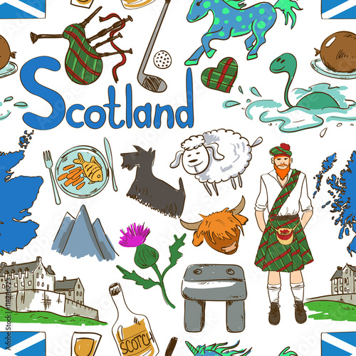 Colorful Scotland Seamless Pattern.