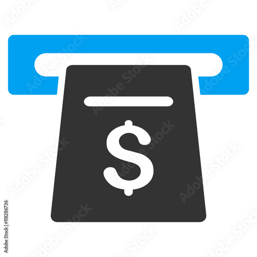 Ticket Terminal icon. Vector style is bicolor flat iconic symbol with rounded angles, blue and gray colors, white background.