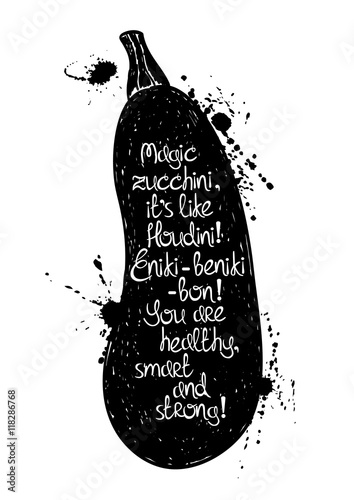 Illustration Of Isolated Black Zucchini Silhouette.