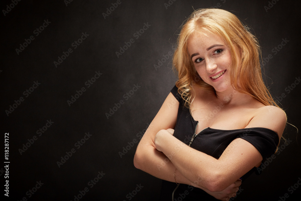 Naklejka premium happy young woman