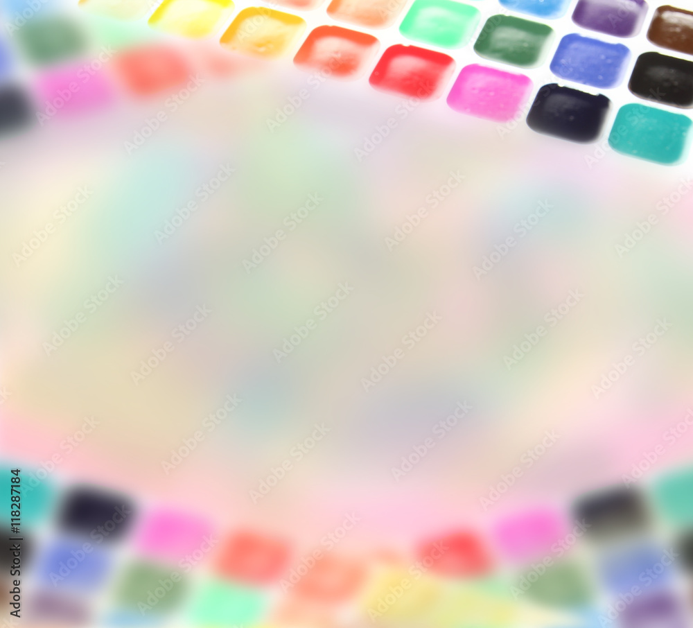 watercolor paints on a abstract background, top view watercolor paints on a abstract background, top view