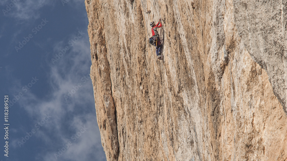 Fototapeta premium climber on mt. Shaan-Kaya, Crimea