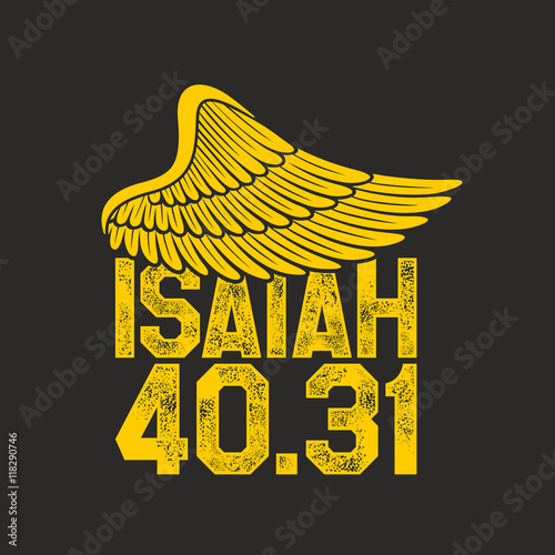 Bible lettering. Christian art. Wing. Isaiah 40:31