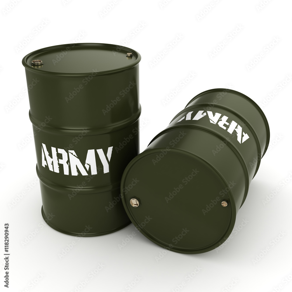 3D rendering army barrels 3D rendering army barrels