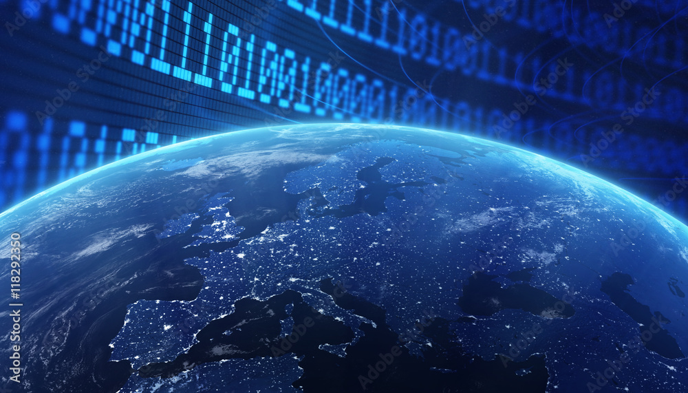World with a binary code background Stock Illustration | Adobe Stock