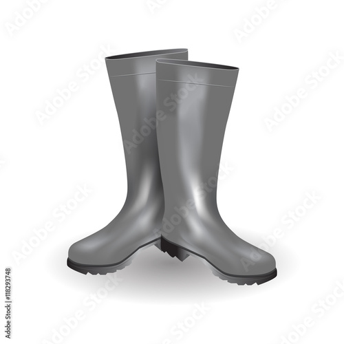 Rain boots vector icon symbol design. Illustration isolated on white background - gray rubber boots