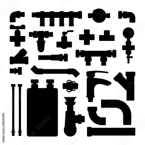 Water pipes vector icons isolated.