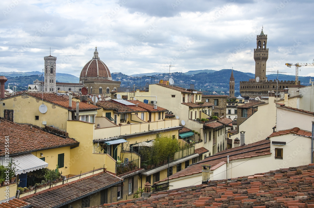 View over the terracotta tiled rooftops of Florence