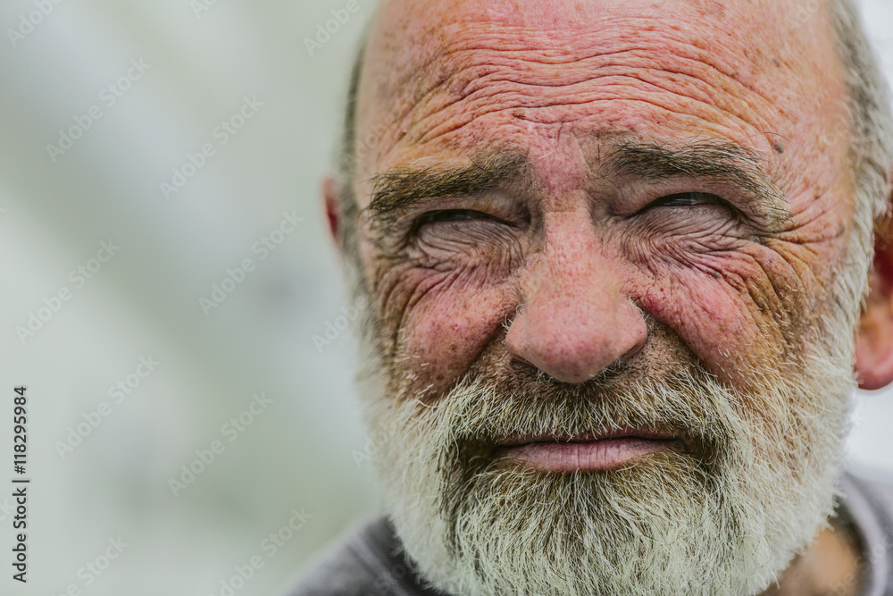 Close up of wrinkled face of Caucasian man Close up of wrinkled face of Caucasian man