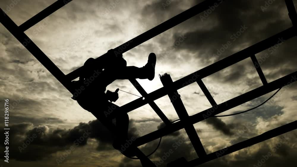 silhouette worker Welding steel on timelapse could silhouette worker Welding steel on timelapse could