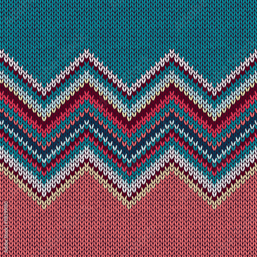 Seamless knitting Christmas pattern with wave ornament