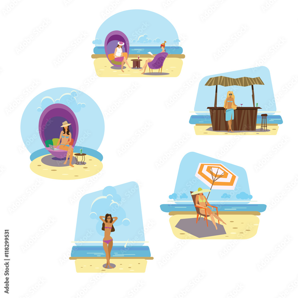 beach, vector illustration for web site and printing