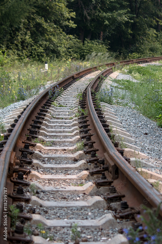 Fototapeta premium the railway track turn right
