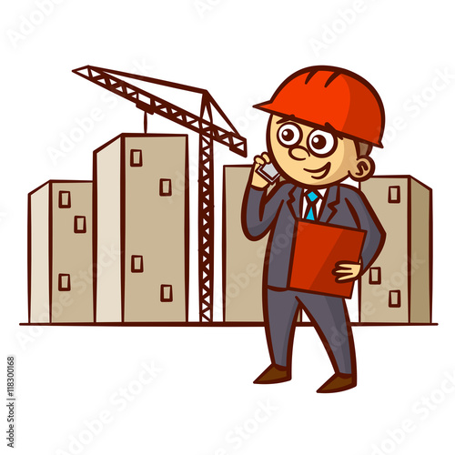 Businessman Talking On The Phone at the Construction Site