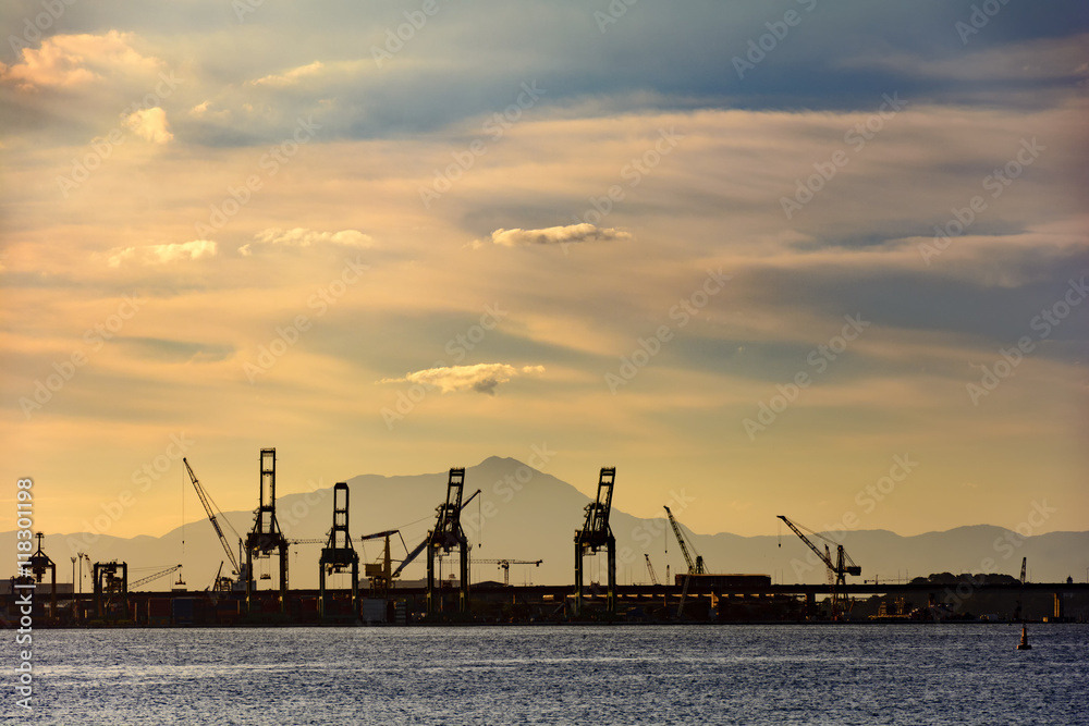 Sunset on the terminal port dock charges in Rio de Janeiro Sunset on the terminal port dock charges in Rio de Janeiro