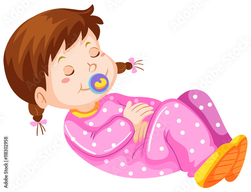 Girl toddler with pacifier napping