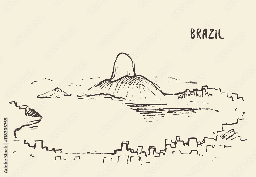 Rio de janeiro city brazil vintage engraved Vector Image