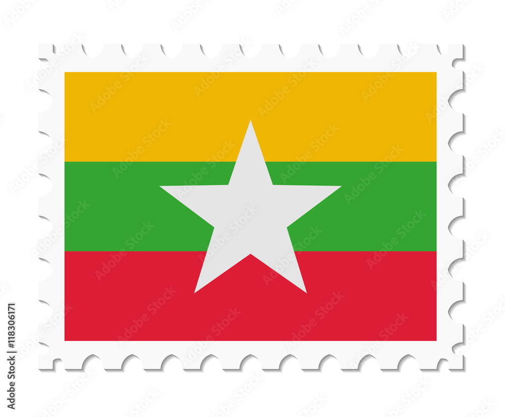 Fototapeta premium stamp flag burma