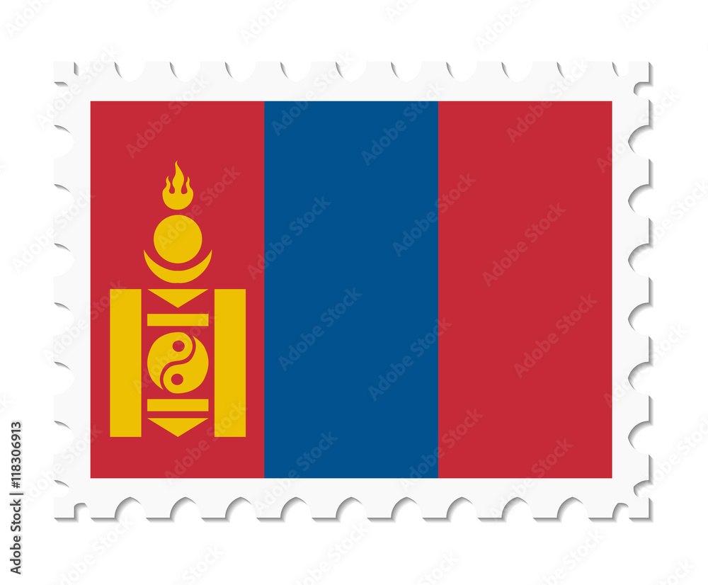 Naklejka premium stamp flag mongolia