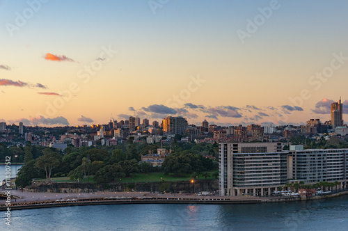 Royal Botanic Gardens with Potts Point and Woolloomooloo suburbs on the background. Circular Quay, Sydney, Australia photo