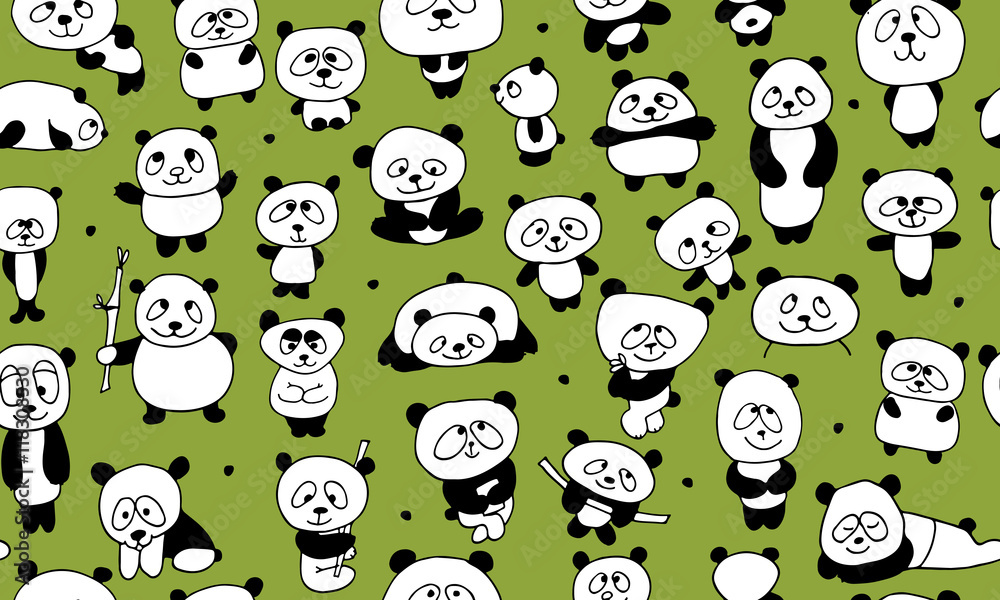 Obraz premium Funny pandas, seamless pattern for your design