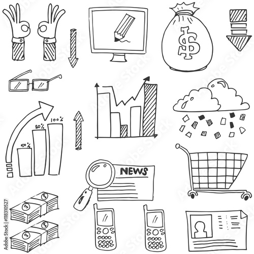 Doodle of business set had draw