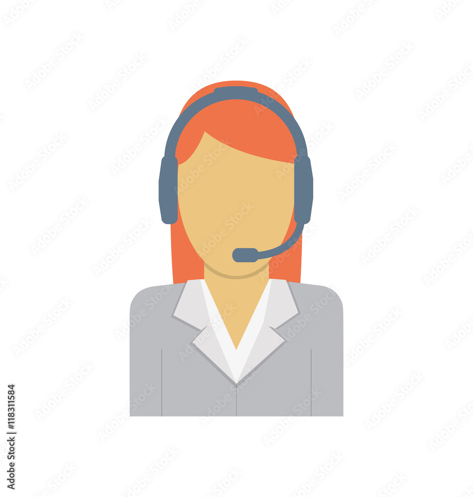 operator assistant woman headphone call center technical service icon. Isolated and flat illustration operator assistant woman headphone call center technical service icon. Isolated and flat illustration