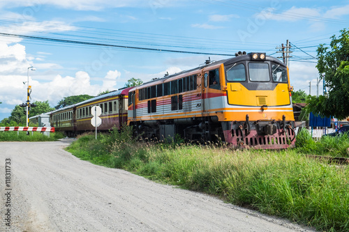Train yellow railroad identity beautiful at kanchanaburi