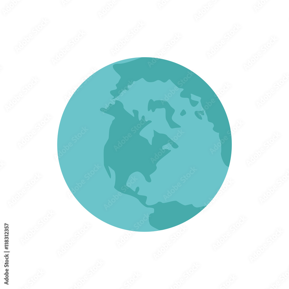 planet earth blue world icon. Isolated and flat illustration