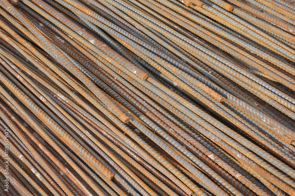 Rusty rebar waiting for construction Rusty rebar waiting for construction