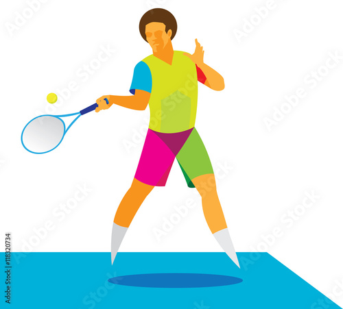 tennis player takes a hard ball © colonga