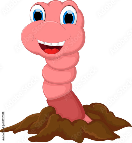 Cute pink worm cartoon