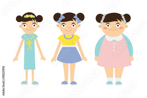 From thin to fat kid. Children obesity and anorexia. Funny smiling cartoon  girls on white background. Girl getting fat, gaining weight, getting thin,  loosing weight. Stock Vector | Adobe Stock